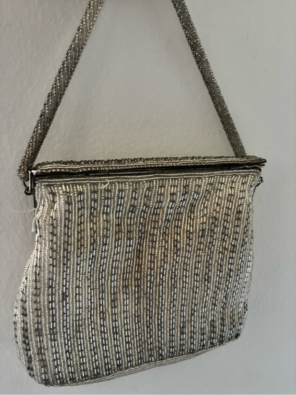 Silver1920s  Beaded Evening Shoulder Bag